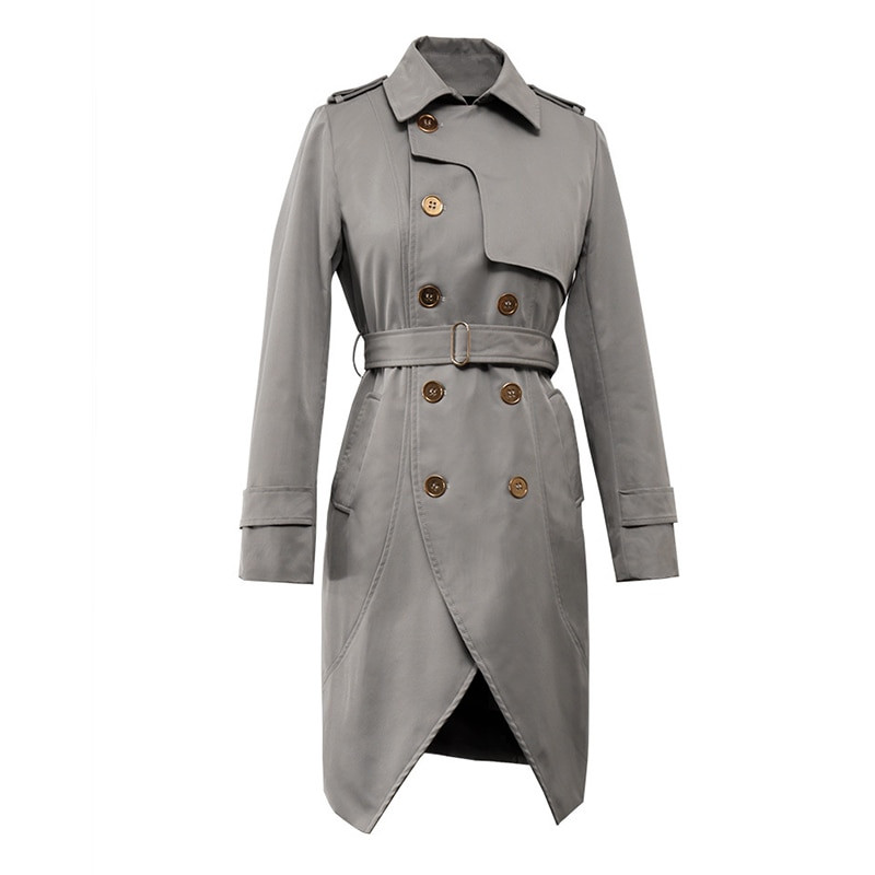 TWOTWINSTYLE Ležerna nepravilna vjetrovka za žene, rever, dugi rukavi, visoki struk, pojasevi s prednjim razdjeljkom, kaki vjetrovka, ženska 2020. Novo