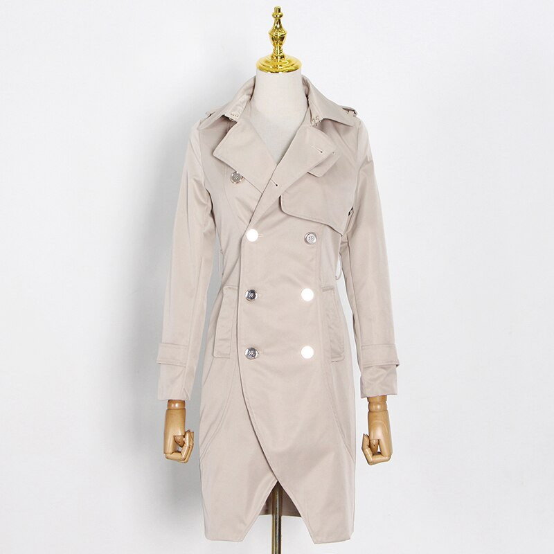 TWOTWINSTYLE Ležerna nepravilna vjetrovka za žene, rever, dugi rukavi, visoki struk, pojasevi s prednjim razdjeljkom, kaki vjetrovka, ženska 2020. Novo