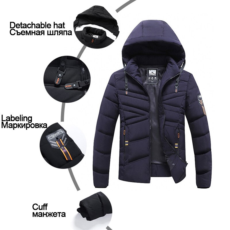 Vīriešu ziemas parki 2022. gads, jauni vēja necaurlaidīgi silti, biezi parki jakas mētelis vīriešu rudens virsdrēbes modes klasiskās ikdienas parkas ar kapuci vīriešiem