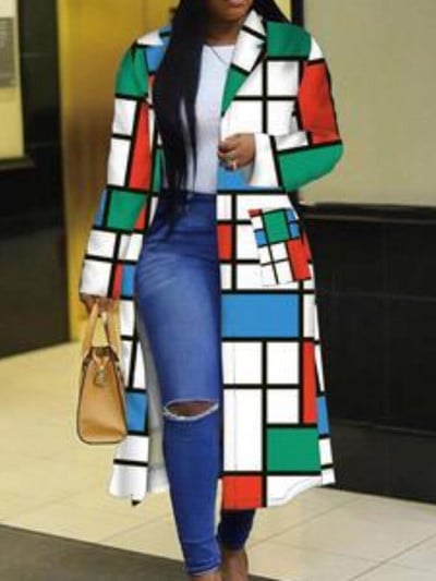 Γυναικεία καμπαρντίνα φθινοπώρου Χρώμα καρό μακριά μανίκια Φθινοπωρινή casual μόδα Κομψή με τσέπες Εξωτερικά ρούχα 2022 Γυναικεία ρούχα