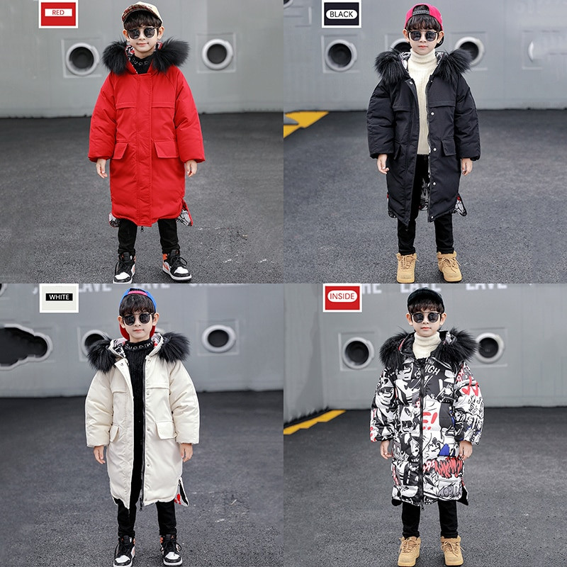 Divpusējs bērnu virsdrēbes zēnu ar kapuci ūdensizturīgs bērnu jaka mētelis meitenēm ziemas āra sniega tērps zēnu jaka zēnu apģērbs