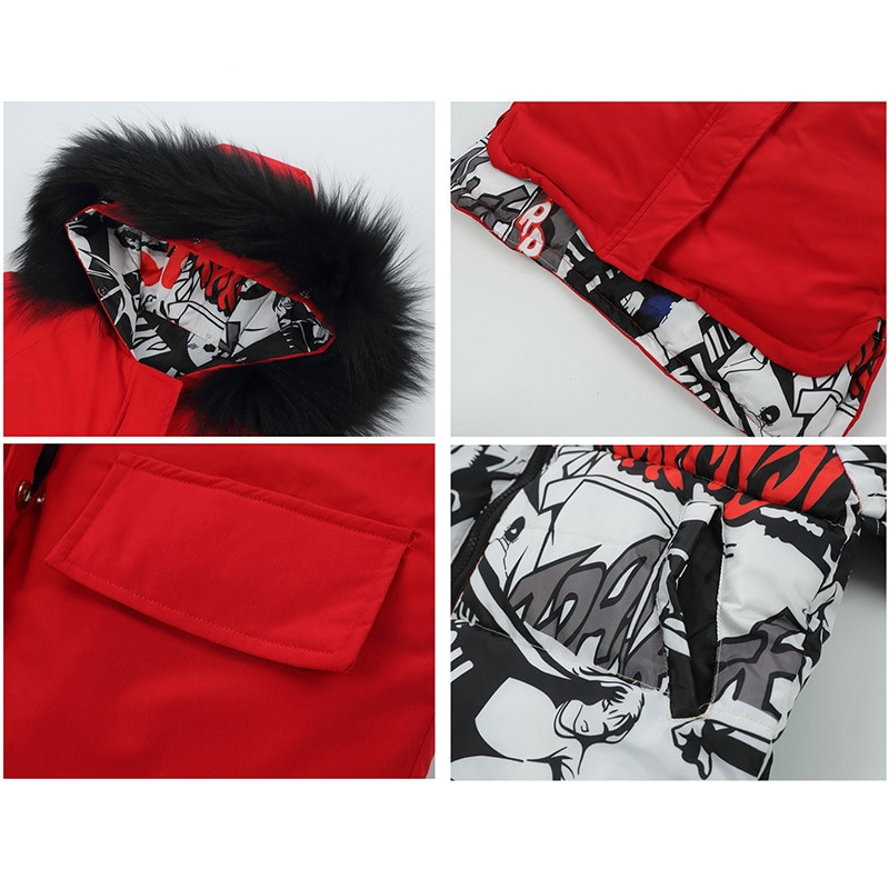 Divpusējs bērnu virsdrēbes zēnu ar kapuci ūdensizturīgs bērnu jaka mētelis meitenēm ziemas āra sniega tērps zēnu jaka zēnu apģērbs