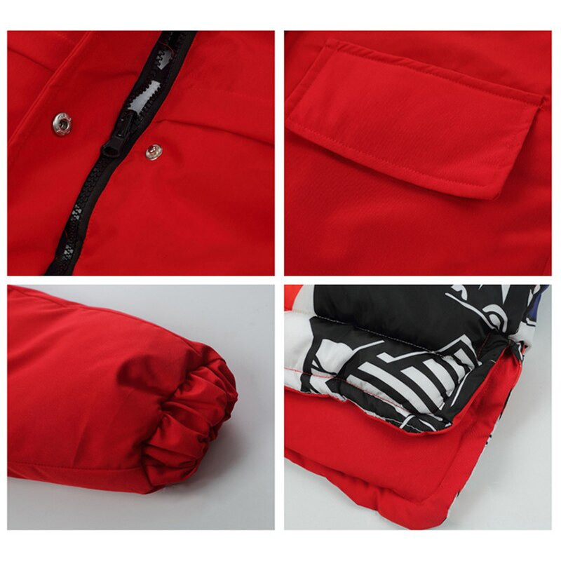 Divpusējs bērnu virsdrēbes zēnu ar kapuci ūdensizturīgs bērnu jaka mētelis meitenēm ziemas āra sniega tērps zēnu jaka zēnu apģērbs