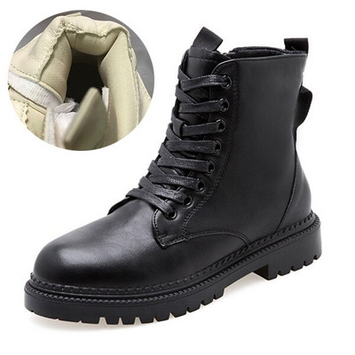 COOTELILI Modne ravne cipele s patentnim zatvaračem Ženske čizme s platformom od PU kože na visoku petu Ženske cipele na vezanje Gležnjače za djevojke 35-40