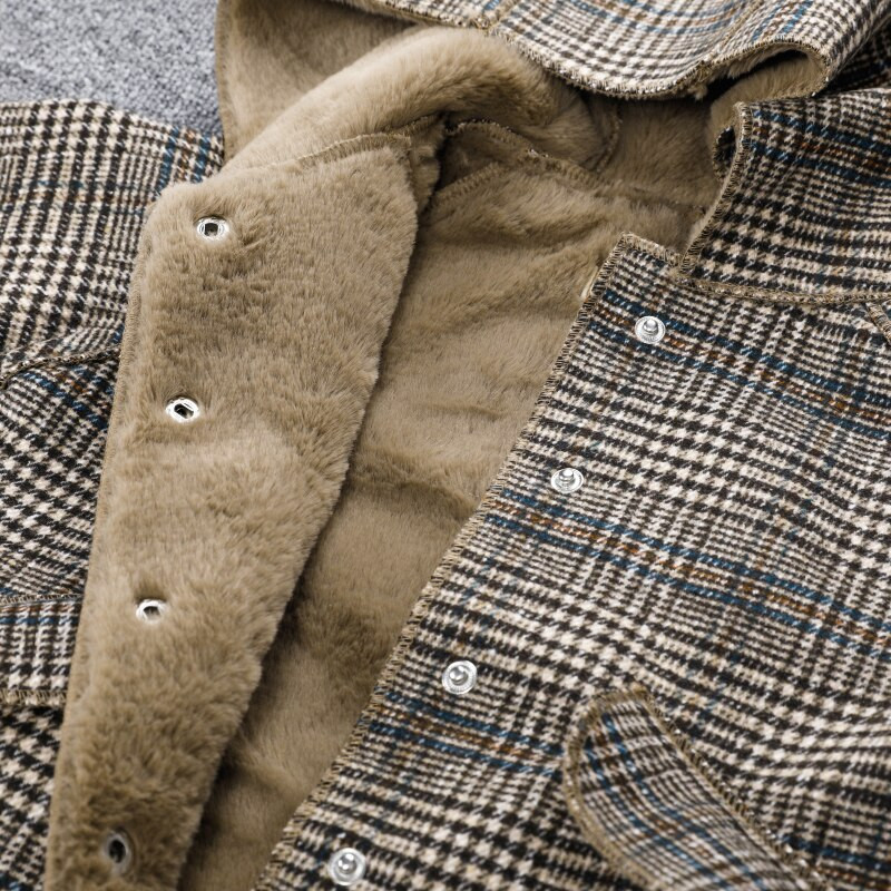 Παιδικά ρούχα 4-15 ετών Χειμερινά ενδύματα για κορίτσι Καρό χοντρό μάλλινο μπουφάν Παλτό Εφηβικά παιδικά ρούχα Μάλλινα μακριά εξωτερικά ρούχα ζεστό φλις