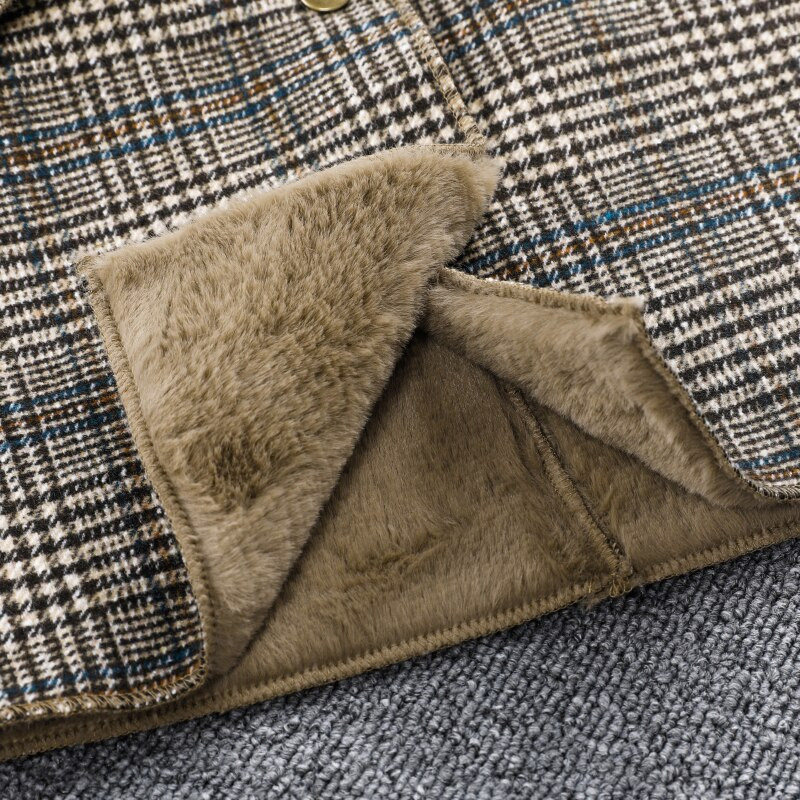 Παιδικά ρούχα 4-15 ετών Χειμερινά ενδύματα για κορίτσι Καρό χοντρό μάλλινο μπουφάν Παλτό Εφηβικά παιδικά ρούχα Μάλλινα μακριά εξωτερικά ρούχα ζεστό φλις