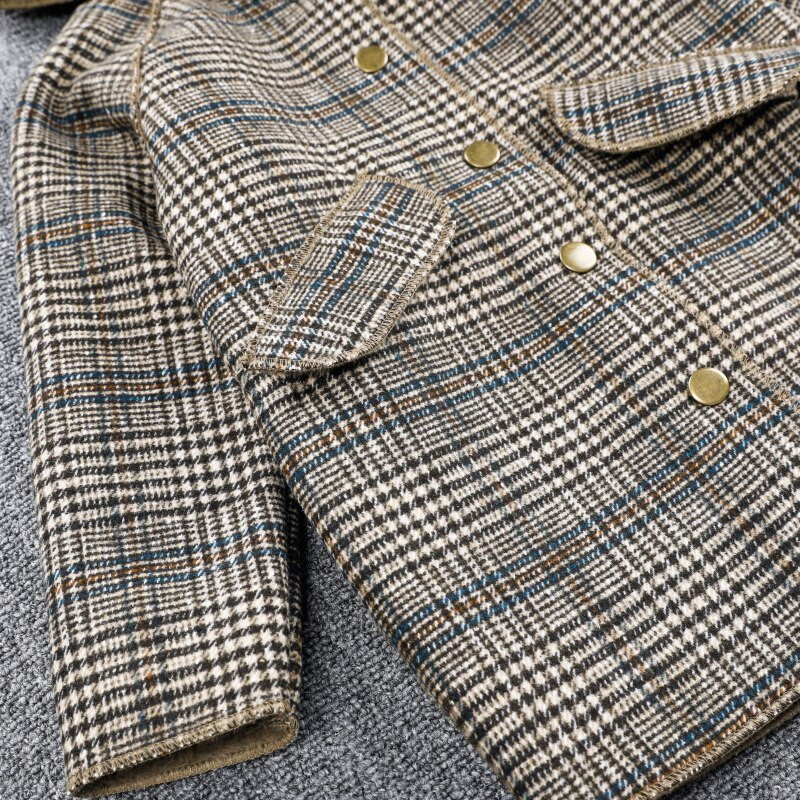 Παιδικά ρούχα 4-15 ετών Χειμερινά ενδύματα για κορίτσι Καρό χοντρό μάλλινο μπουφάν Παλτό Εφηβικά παιδικά ρούχα Μάλλινα μακριά εξωτερικά ρούχα ζεστό φλις