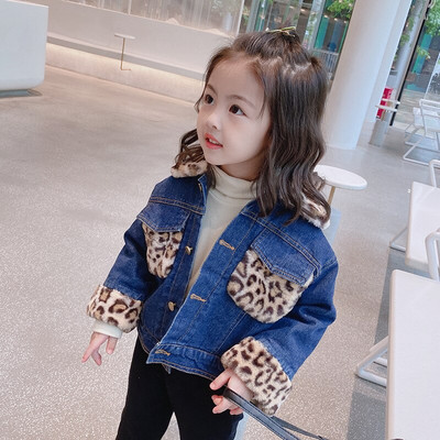 Ziemas mazulis meitene silta bieza džinsa jaka kažokādas ar kapuci Toddler Girl zīdaiņa virsdrēbes Džinsu jaka Kokvilnas bērni zēni parka bērni