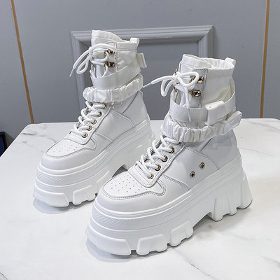 Rimocy Punk Chunky Platform Motozābaki Sieviešu Šņorzābaki Bieza Apakšpuse Puszābaki Sievietēm Forši rudens ziemas gotikas apavi sievietēm
