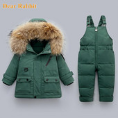 2gab apģērbu komplekts zēniem ziemas dūnu jaka Baby Girl apģērbi kombinezons bērniem Biezs Silts mētelis parka mētelis bērnu sniega kostīms
