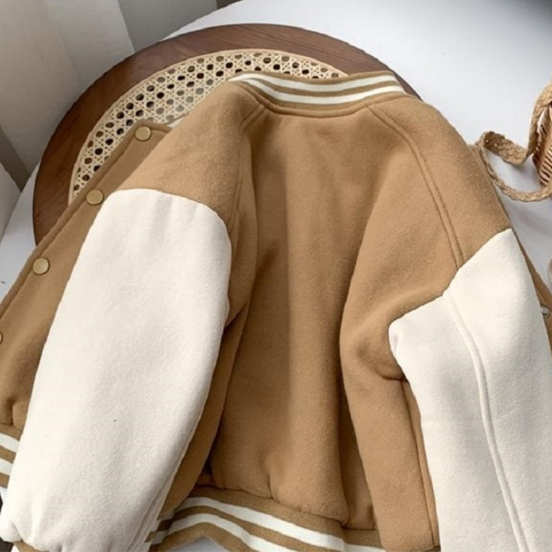 Djevojčica, dječak, topla bejzbol jakna s patentnim zatvaračem, dječja flis bomber jakna za malu djecu, jesen, proljeće, beba, gornja odjeća s pismom, dječja odjeća 2-10 godina