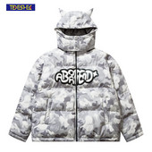Ανδρικό μπουφάν Hip Hop Parka 2022 Streetwear Little Devil Designer Hood με επένδυση σακάκι Harajuku Χειμερινά χοντρά ζεστά ρούχα