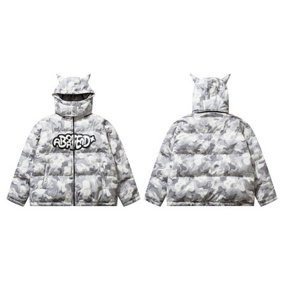 Ανδρικό μπουφάν Hip Hop Parka 2022 Streetwear Little Devil Designer Hood με επένδυση σακάκι Harajuku Χειμερινά χοντρά ζεστά ρούχα