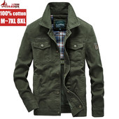 Lielizmēra 6XL 7XL 8XL Rudens militārā pilota bumbvedēja Varsity jaka vīriešu 100% kokvilnas ikdienas ielas apģērba biznesa mēteļi ar vairākām kabatām