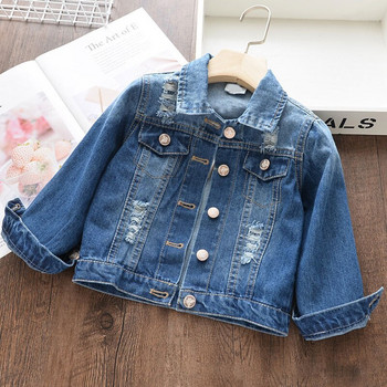 Bear Leader Girls Denim Coats Нова марка Пролетни детски якета Дрехи Карикатурно палто Бродерия Детско облекло за 3 8 години