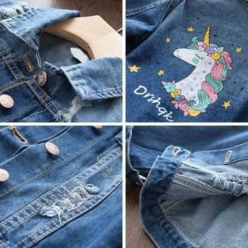 Bear Leader Girls Denim Coats Нова марка Пролетни детски якета Дрехи Карикатурно палто Бродерия Детско облекло за 3 8 години