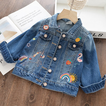 Bear Leader Girls Denim Coats Нова марка Пролетни детски якета Дрехи Карикатурно палто Бродерия Детско облекло за 3 8 години