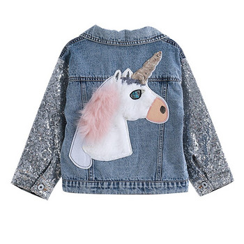 Bear Leader Girls Denim Coats Нова марка Пролетни детски якета Дрехи Карикатурно палто Бродерия Детско облекло за 3 8 години