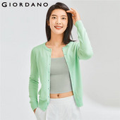 Giordano Γυναικεία Πουλόβερ Ελαφριά Ζακέτα 14 Στιχ Crewneck Basic Απλό Χρώμα Casual Ζακέτες 90351866