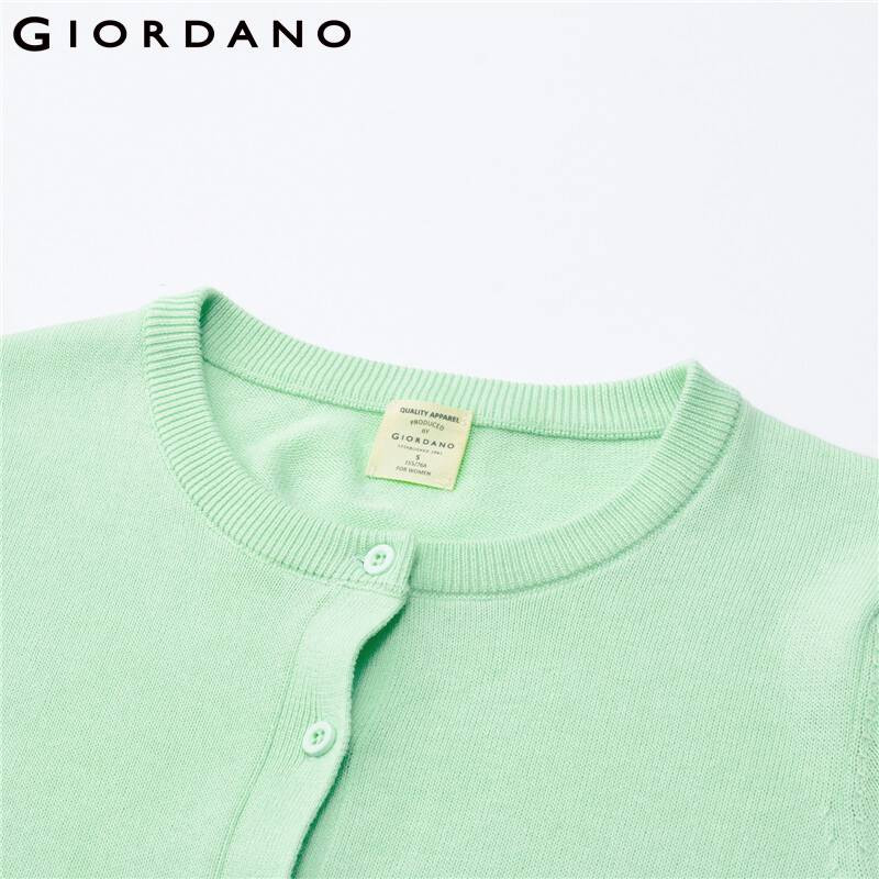 Giordano Γυναικεία Πουλόβερ Ελαφριά Ζακέτα 14 Στιχ Crewneck Basic Απλό Χρώμα Casual Ζακέτες 90351866