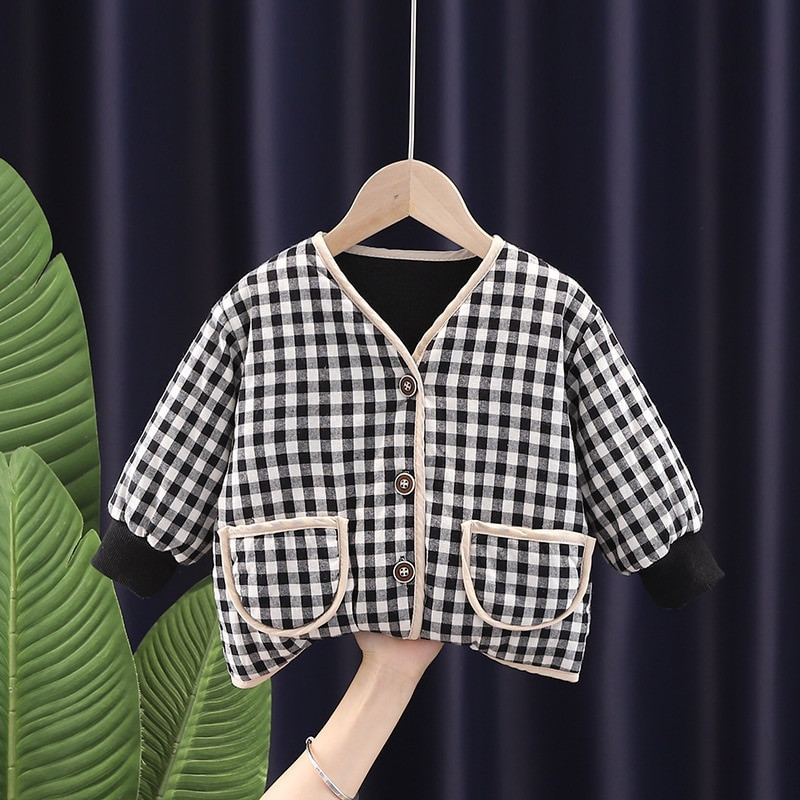 Novi dječji gornji dijelovi kaputa Zimska odjeća za djevojčice Dječja modna karirana debela jakna Ležerni kostim za malu djecu Sportska odjeća za dječake