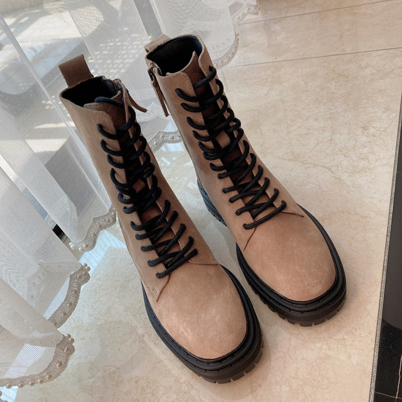 Jenny&Dave Botas Mujer Cipele Ženske Engleske High Street Vintage Side Of Zipper Gležnjače od goveđe kože Zimske čizme Ženske cipele Ženske