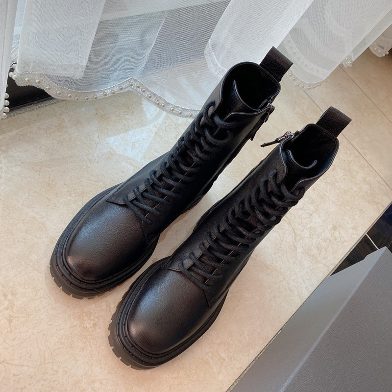 Jenny&Dave Botas Mujer Cipele Ženske Engleske High Street Vintage Side Of Zipper Gležnjače od goveđe kože Zimske čizme Ženske cipele Ženske