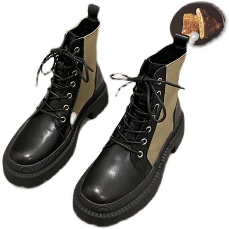 Martin Γυναικείες μπότες 2021 Νέο βρετανικό στυλ Κοντός σωληνωτός επίδεσμος χοντρό κάτω μέρος ταιριάζουν με λεπτό κοντό γυναικείο ελατήριο και ένα