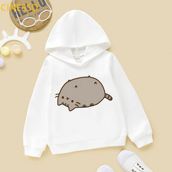 Kawaii Детски дрехи Coffee Cat Love Ice Cream Animal Print Pink Hoodie Girls Harajuku Funny Sweatshirt Детски дрехи Палто