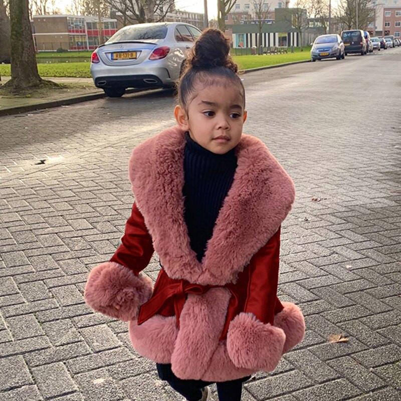 Liela izmēra 2022. gada pavasara rudens, bērnu meiteņu mētelis plāns mētelis mētelis kažokādas apkakles polsterējums meitenēm virsdrēbes ar kapuci Bērnu apģērbi bērniem