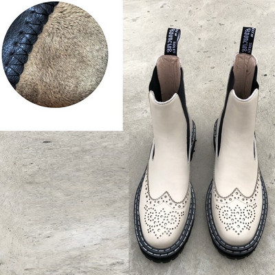 Zimske ženske čizme Ženske gležnjače s okruglim prstima Debeli donji dio  Brock Chelsea čizme Čizme s platformom Ženske cipele