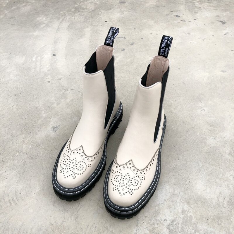 Zimske ženske čizme Ženske gležnjače s okruglim prstima Debeli donji dio  Brock Chelsea čizme Čizme s platformom Ženske cipele