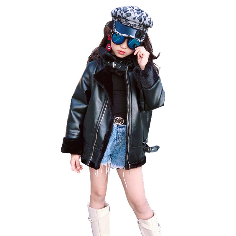 Νέο κοριτσίστικο μπουφάν Δερμάτινο Μοτοσικλέτα Παιδικά Παλτό Fleece Παιδικό Μπουφάν Χειμερινό Φθινόπωρο BT015