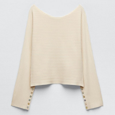 Garaouy 2022. gada jauns rudens sieviešu teksturēts brīvs viena vārda apkakles trikotāžas krekls sieviešu viengabalains džemperis, elegants džemperis