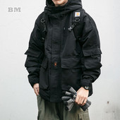 Χειμερινή μόδα Πάρκα με ζεστή κουκούλα 2022 Κορεάτικο στιλ Χοντρό εργαλείο με επένδυση Μπουφάν Kpop Ανδρικά ρούχα Harajuku Top Ανδρικό