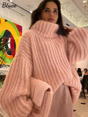 Tamborēts, 2022. gada džemperis ar augstu kakla izgriezumu sievietēm, biezs, masīvs lielizmēra džemperis rudens ziemas silti korejiešu eleganti sieviešu džemperi