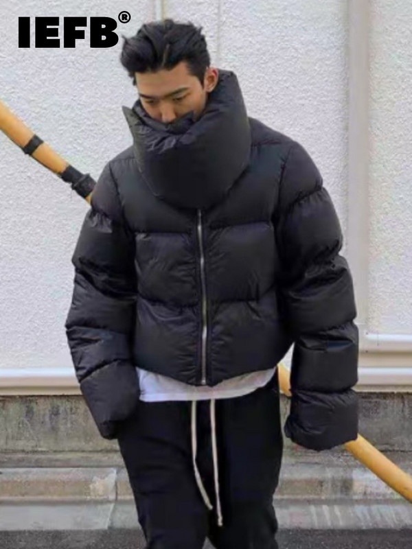 Ανδρικό παλτό IEFB υψηλής ποιότητας Κορεάτικο Σικ Έγχρωμο Στάντ Κοντό Χειμερινό Μπουφάν Πουφερ Μπουφάν με Φερμουάρ 9D1285