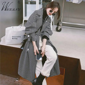 Κλασικό Houndstooth μακρυμάνικο γυναικείο παλτό ρετρό με διπλό στήθος Chaqueta Mujer Νέο φθινοπωρινό μακρυμάνικο παλτό γραφείου