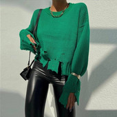 Adīts džemperis ar garām piedurknēm, 2022. gada rudens un ziemas džemperi Modes ikdienas vilnas džemperi Pamata topi, silti džemperis 24059