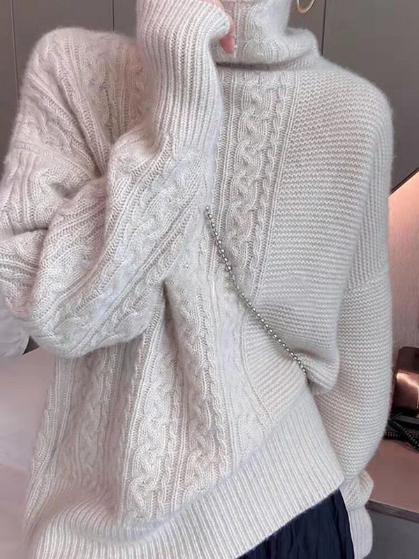 2021 Φθινοπωρινό και χειμώνα νέο πουλόβερ με ζιβάγκο 100% πουλόβερ κασμίρι χαλαρό πουλόβερ γυναικείο πουλόβερ