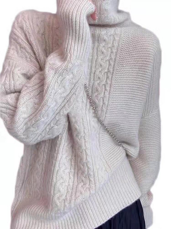 2021 Φθινοπωρινό και χειμώνα νέο πουλόβερ με ζιβάγκο 100% πουλόβερ κασμίρι χαλαρό πουλόβερ γυναικείο πουλόβερ