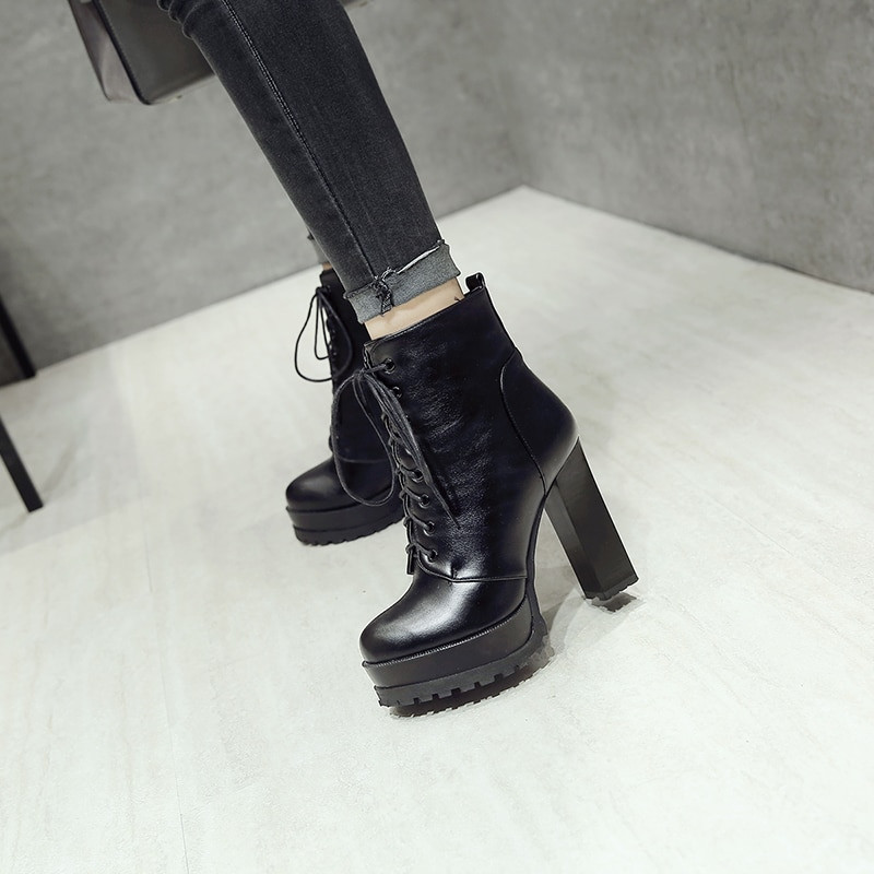 Modne cipele ženske čizme s platformom proljeće jesen gležnjače za žene vrhunske cipele na visoku petu velike veličine 34-43 N267