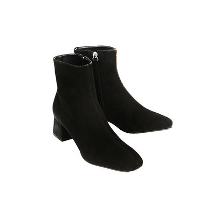 QUTAA 2020, nove jesensko-zimske retro čizme s patentnim zatvaračem i gležnjačama s četvrtastim prstima na četvrtastu petu Raznobojne ženske cipele Veličina 34-40