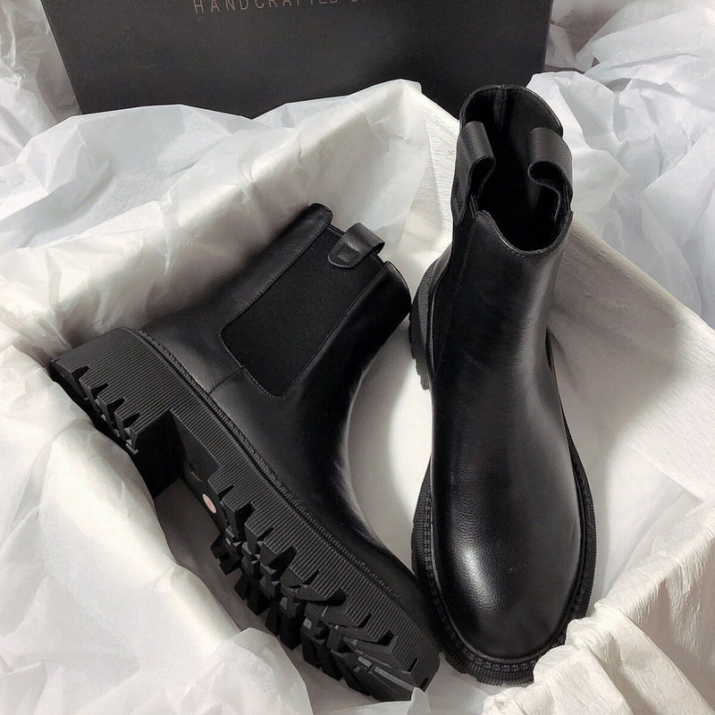 Sieviešu Chelsea zābaki  tendence rudens ziema 2022 sieviešu zābaki ar biezu zoli universāli Martin Boots sieviešu melni