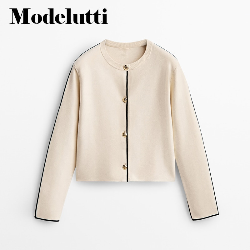 Modelutti 2022 Νέα φθινοπωρινή μόδα Πλεκτό πουλόβερ με μακρυμάνικο πλαϊνό πλεκτό Γυναικείο Κομψό συμπαγές απλό, καθημερινό τοπ Γυναικείο κομψό