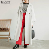 Oversized Fashion Γυναικεία παλτό και μπουφάν ZANZEA 2022 Άνοιξη φθινόπωρο με μανίκια καμπύλες casual με μονόχρωμα κουμπιά επάνω