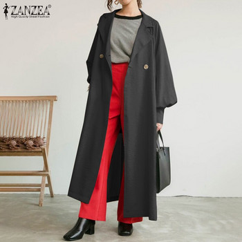 Oversized Fashion Γυναικεία παλτό και μπουφάν ZANZEA 2022 Άνοιξη φθινόπωρο με μανίκια καμπύλες casual με μονόχρωμα κουμπιά επάνω