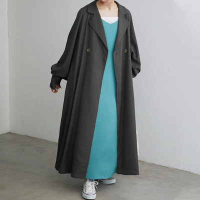 Oversized Fashion Γυναικεία παλτό και μπουφάν ZANZEA 2022 Άνοιξη φθινόπωρο με μανίκια καμπύλες casual με μονόχρωμα κουμπιά επάνω