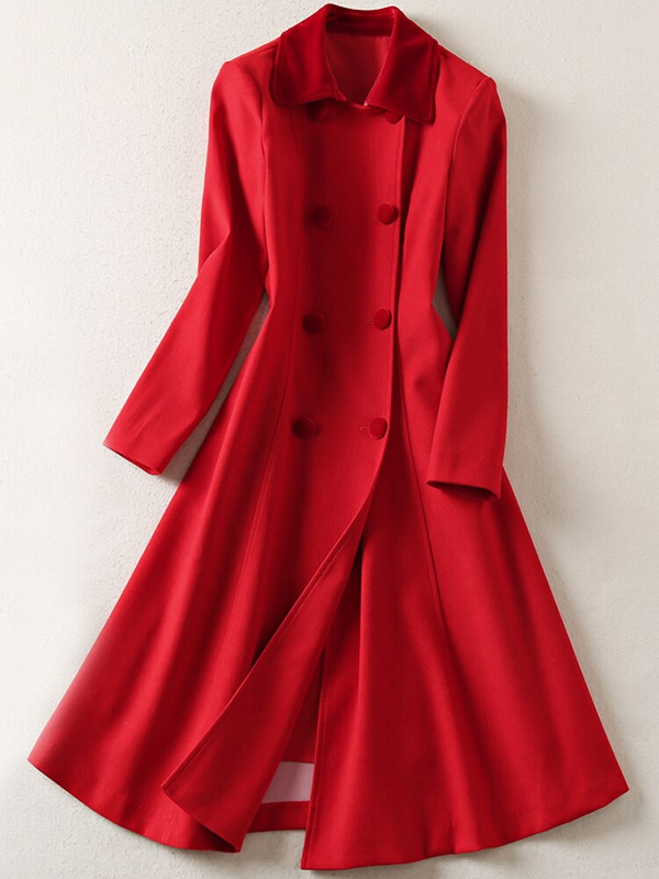 Princeses dizainera augstas kvalitātes vējjaka rudens jauna sieviešu modes ballīte Vintage elegants divrindu sarkans samta mētelis