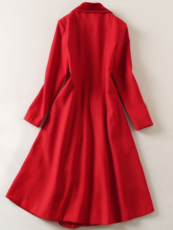 Princeses dizainera augstas kvalitātes vējjaka rudens jauna sieviešu modes ballīte Vintage elegants divrindu sarkans samta mētelis